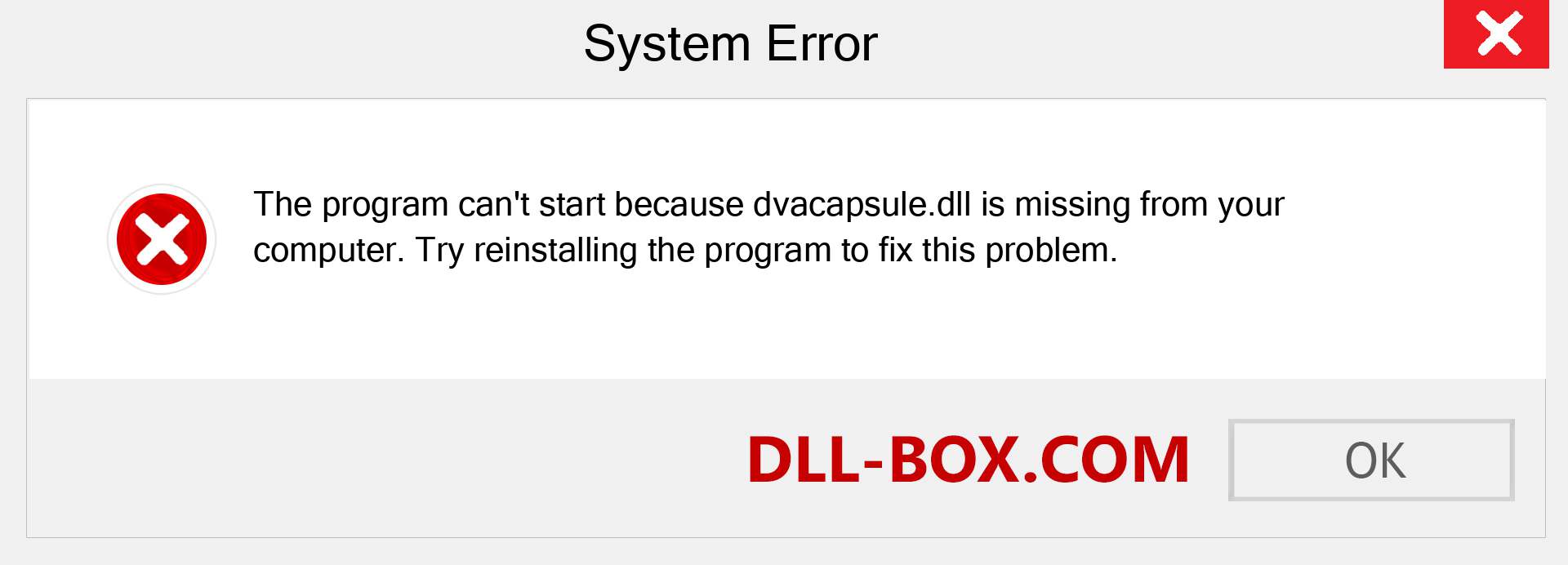  dvacapsule.dll file is missing?. Download for Windows 7, 8, 10 - Fix  dvacapsule dll Missing Error on Windows, photos, images